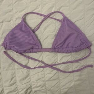 Lilac Ribbed Triangle Bikini Top